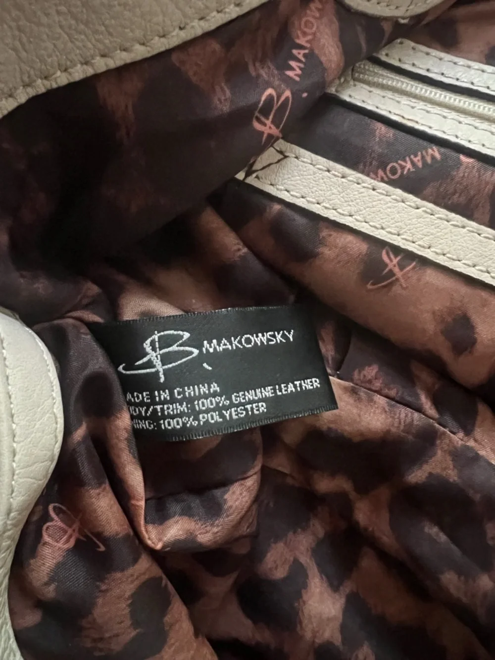 b. makowsky Bone Pebbled Leather Hobo Tote